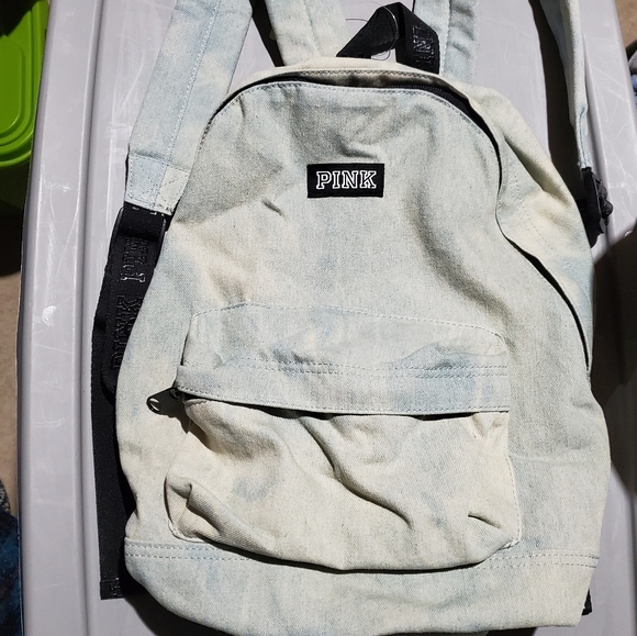 VS Pink Faded Denim Mini Backpack Purse main image 4